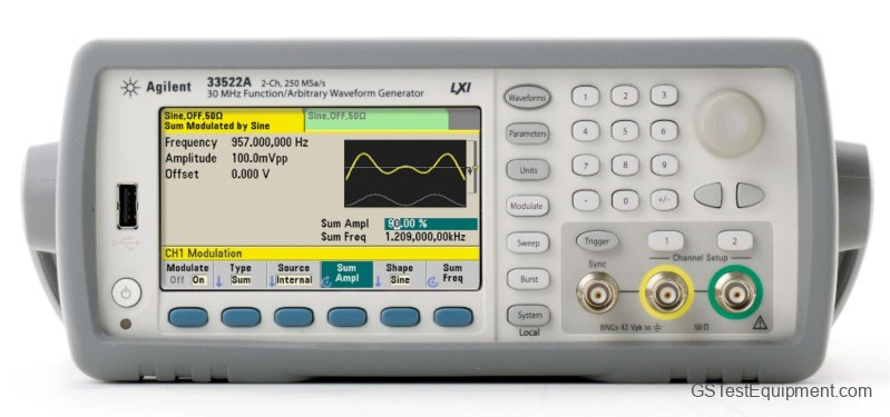 HP / Keysight / Agilent 33522A Function Generators - front view