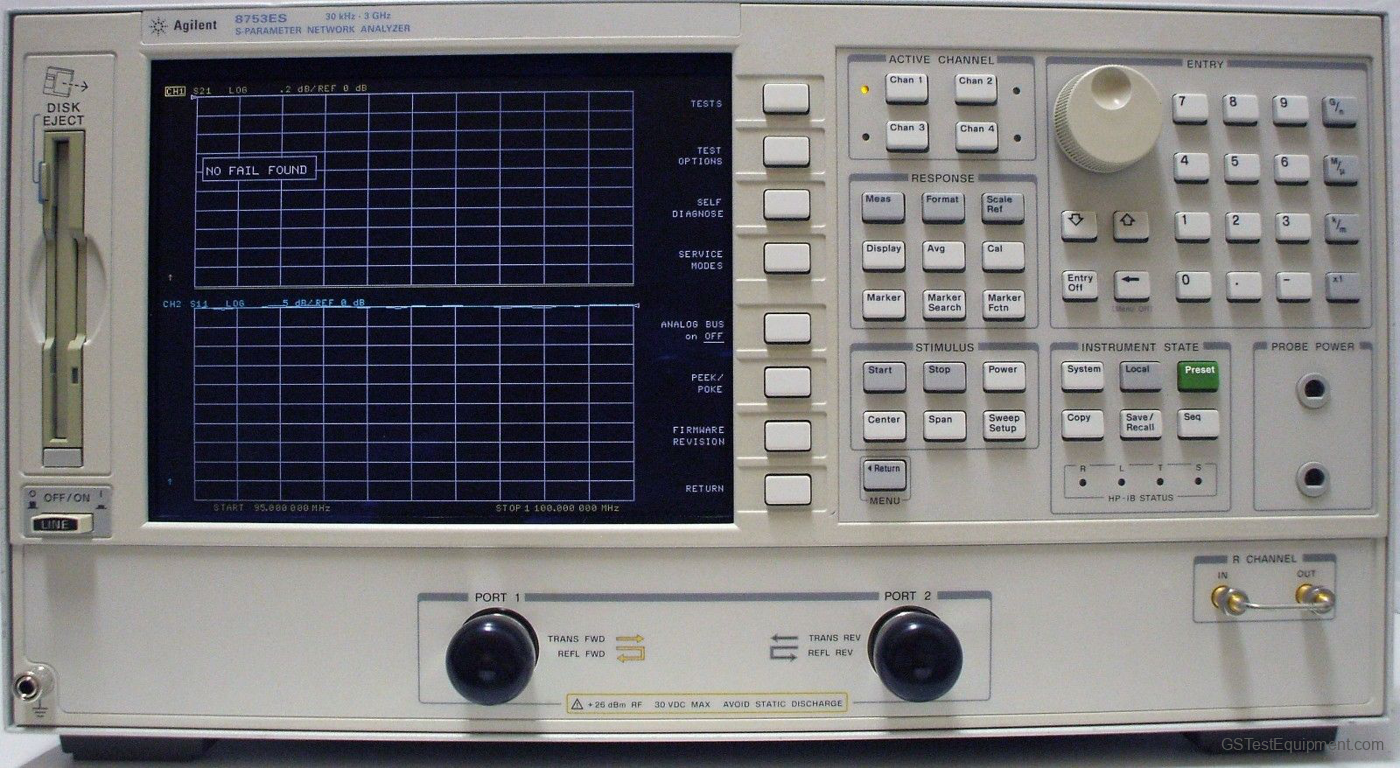 HP / Keysight / Agilent 8753E-003-1D5 Network Analyzers - front view