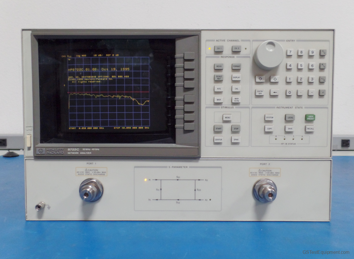 HP / Keysight / Agilent 8722C Network Analyzers - front view