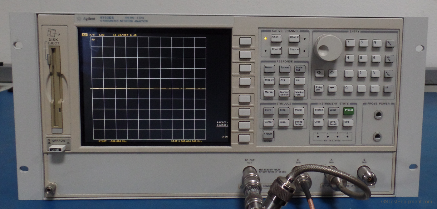 HP / Keysight / Agilent 8753ES-011 Network Analyzers - front view