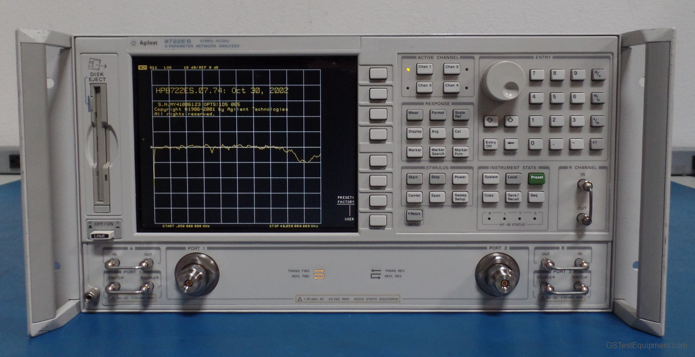 HP / Keysight / Agilent 8722ES-1D5-085 Network Analyzers - front view