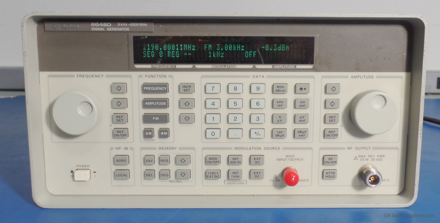 HP / Keysight / Agilent 8648D-1E2-1E5-1E6-1EA Signal Generators - front view