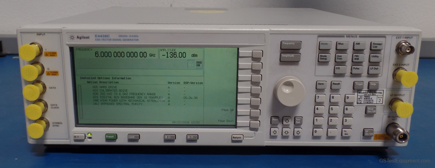 HP / Keysight / Agilent E4438C-506-403-005-601-UNB-UNJ Signal Generators - front view