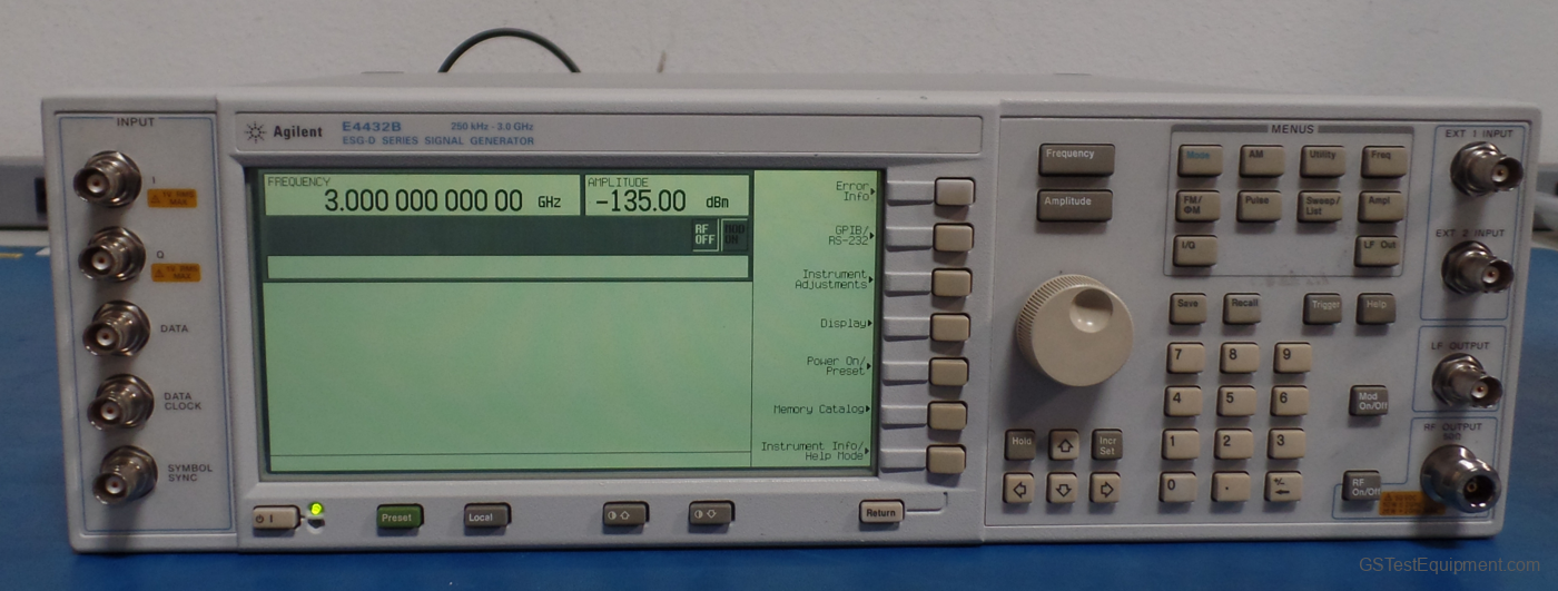 HP / Keysight / Agilent E4432B-100-101-1E5-202-H99-UN5-UN8-UN9-UND Signal Generators - front view