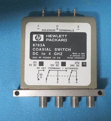 HP Agilent 8763A 4-Port Coaxial Switch, DC to 4 GHz Option 24