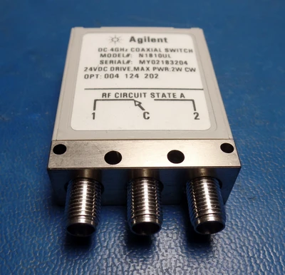 N1810UL AGILENT 5968-9653E COAXIAL SWITCH DC 4GHz 24Vdc PWR 2W Opt. 004,124, 202