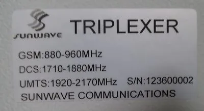 Sunwave Triplexer GSM 880-960MHz, DCS 1710-1880MHz, UMTS 1920-2170MHz thumbnail 7
